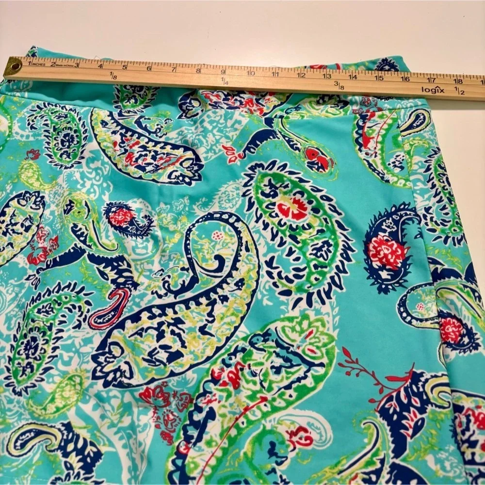 Aryeh Paisley Print Skort Aqua Paisley Sz L Tennis Pickleball Resort Beach - Picture 7 of 13